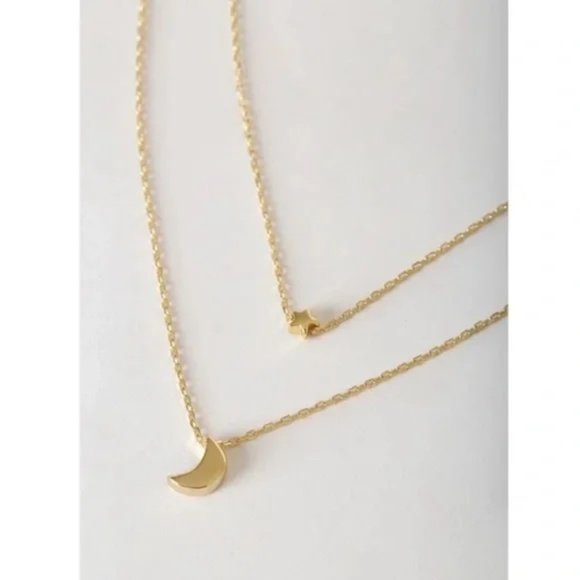 NWT SHASHI Luna Lariat 18KT Gold Layered Necklace - Picture 2 of 7
